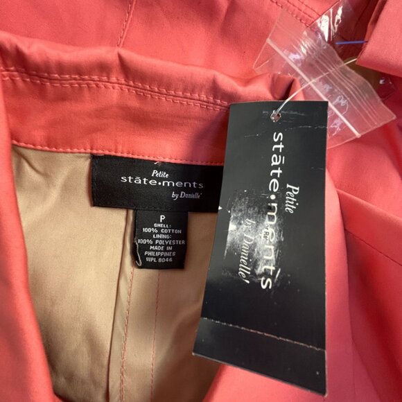Statements by Danielle Women’s Coral Trench Coat P Button Front Lightweight New - Picture 3 of 8